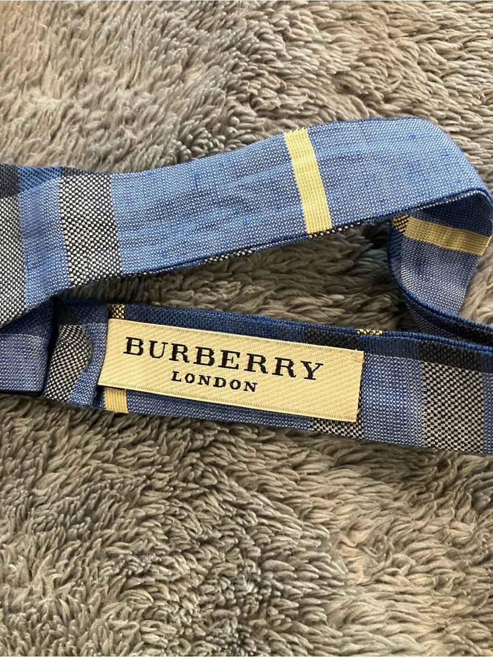 Rare Burberry Blue and Yellow Stripe Ribbon bow tie